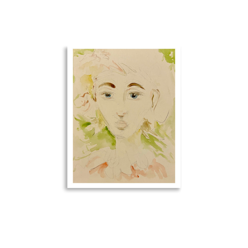 Woman in Garden, Watercolor on Canvas by RVA246 - Art Print