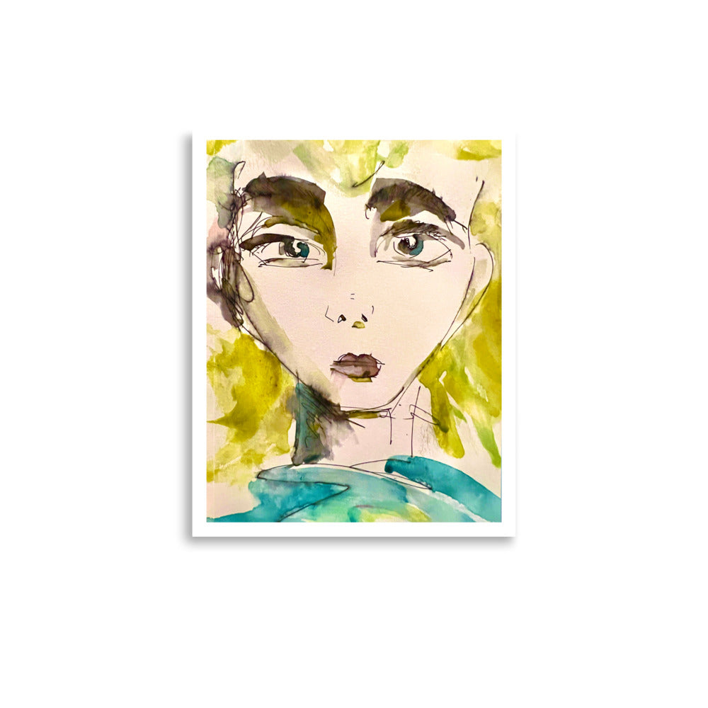Yellow Girl, Watercolor by RVA246 - Art Print