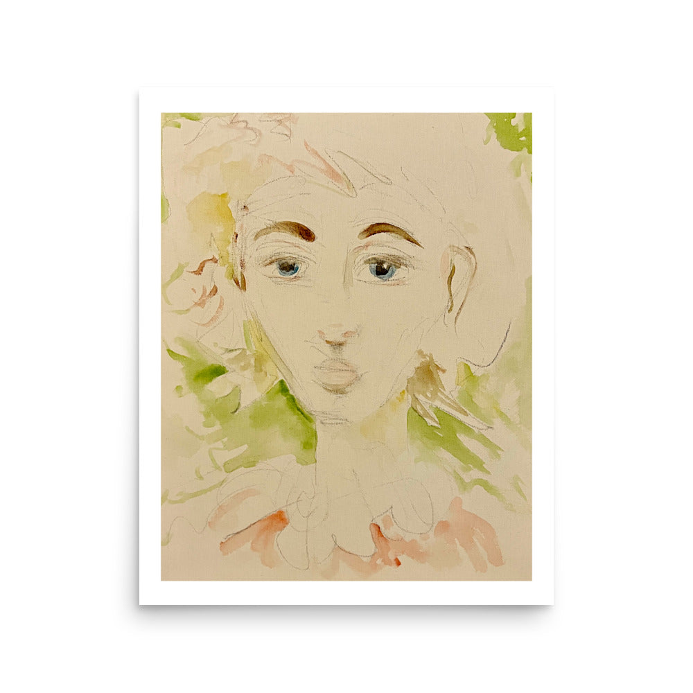 Woman in Garden, Watercolor on Canvas by RVA246 - Art Print