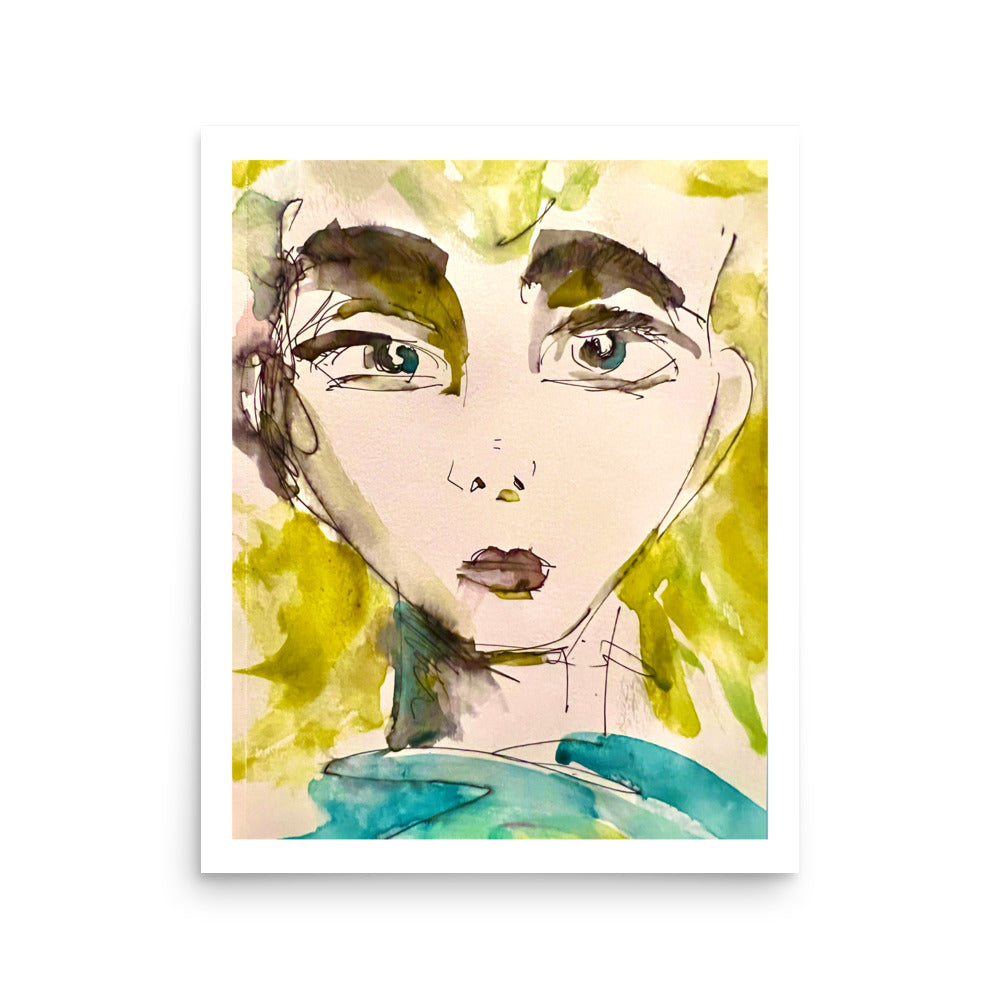 Yellow Girl, Watercolor by RVA246 - Art Print