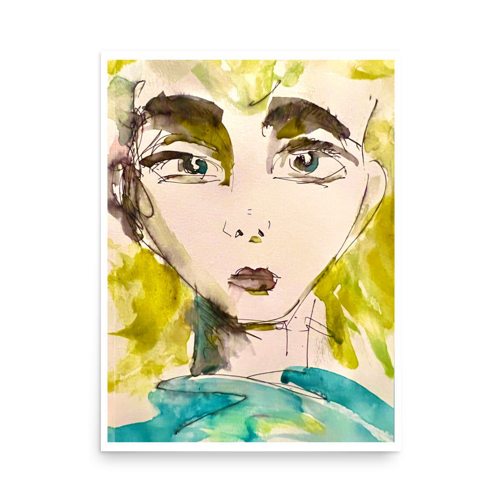 Yellow Girl, Watercolor by RVA246 - Art Print
