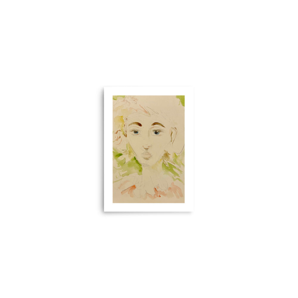 Woman in Garden, Watercolor on Canvas by RVA246 - Art Print