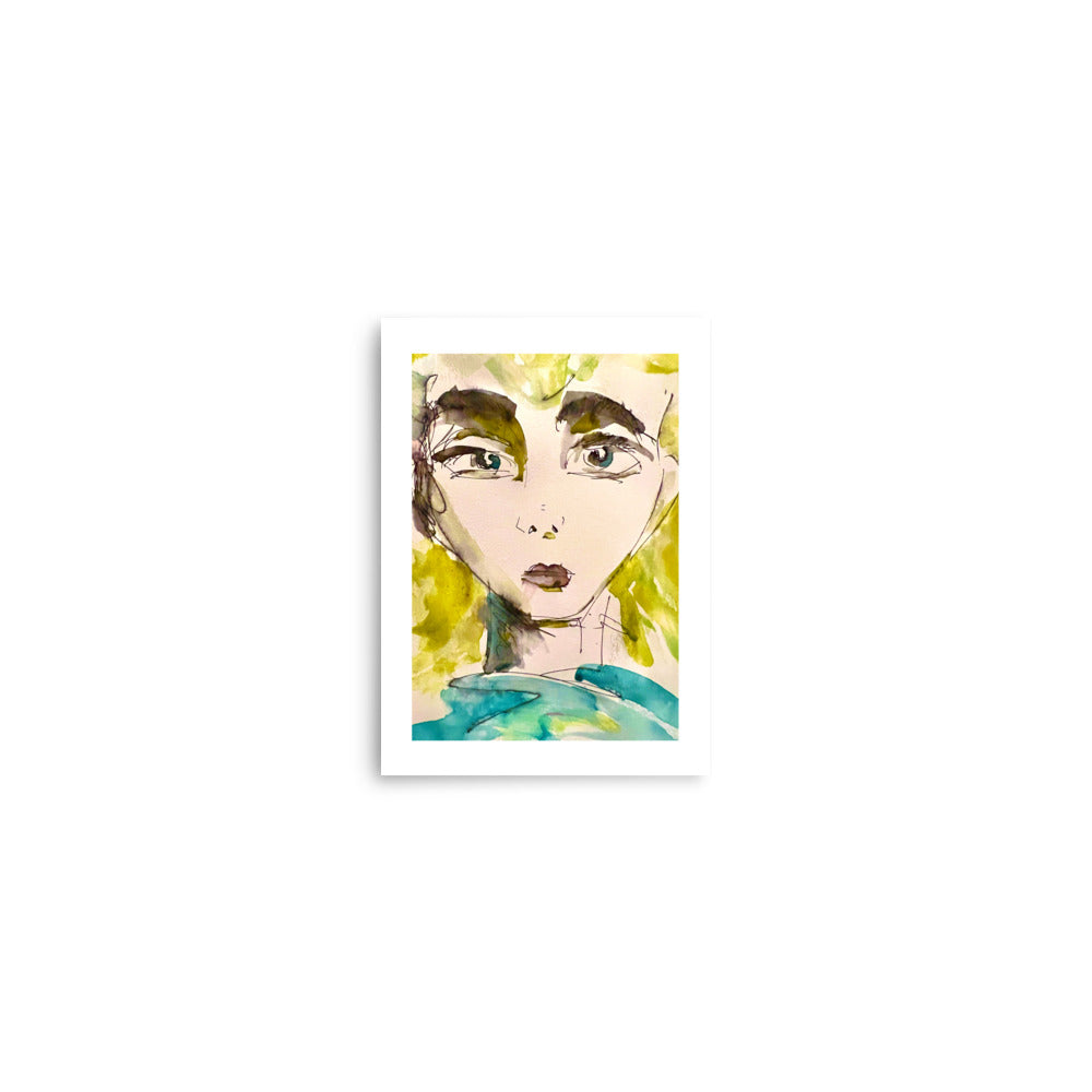 Yellow Girl, Watercolor by RVA246 - Art Print