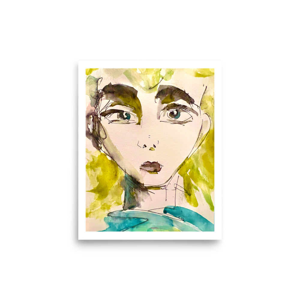 Yellow Girl, Watercolor by RVA246 - Art Print