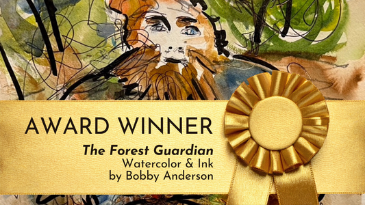Bobby Anderson watercolor The Forest Guardian wins award, RVA246