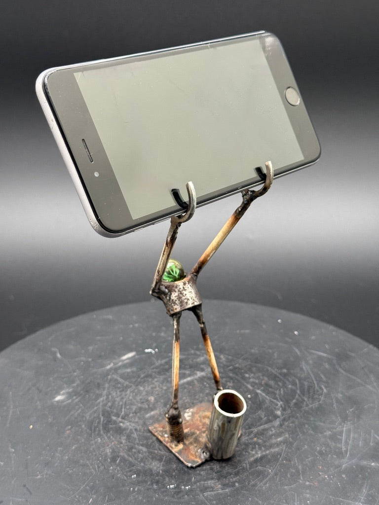 Helper Bot #73 reclaimed metal original art object holder and desk companion by Bobby Anderson, RVA246