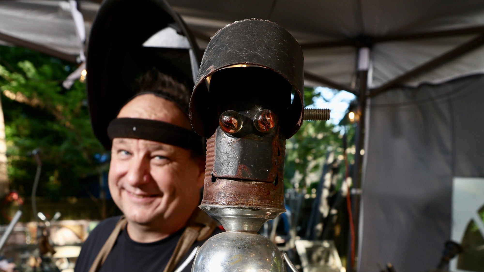 Little Boss - the wisecracking robot mascot and studio sidekick of artist Bobby Anderson 