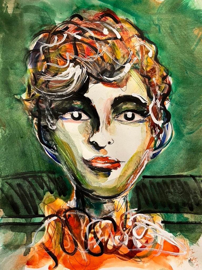Dinner Guest 231118 original watercolor and ink artwork by Bobby Anderson, RVA246