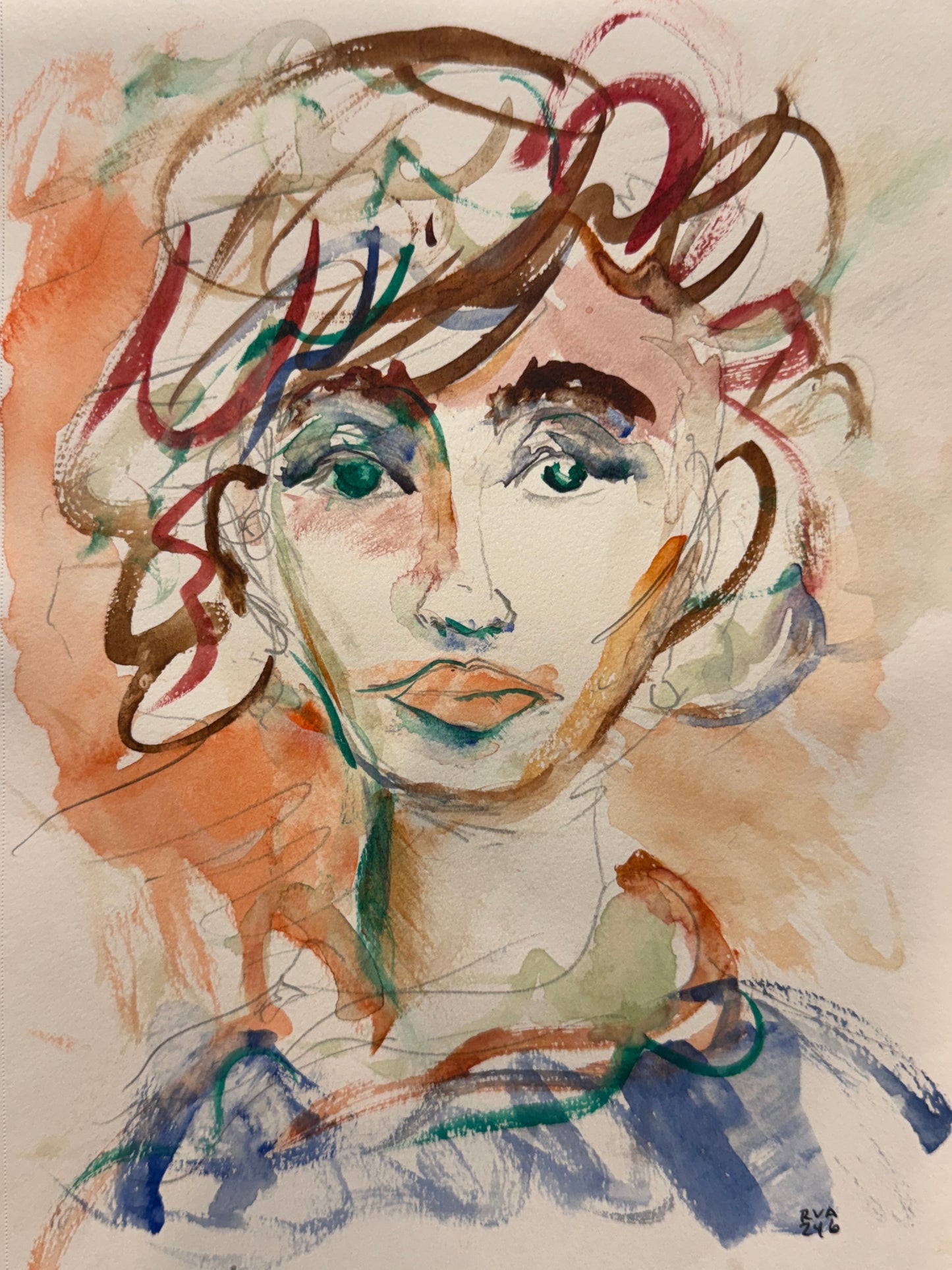 Dinner Guest 230922 original watercolor and ink artwork by Bobby Anderson, RVA246