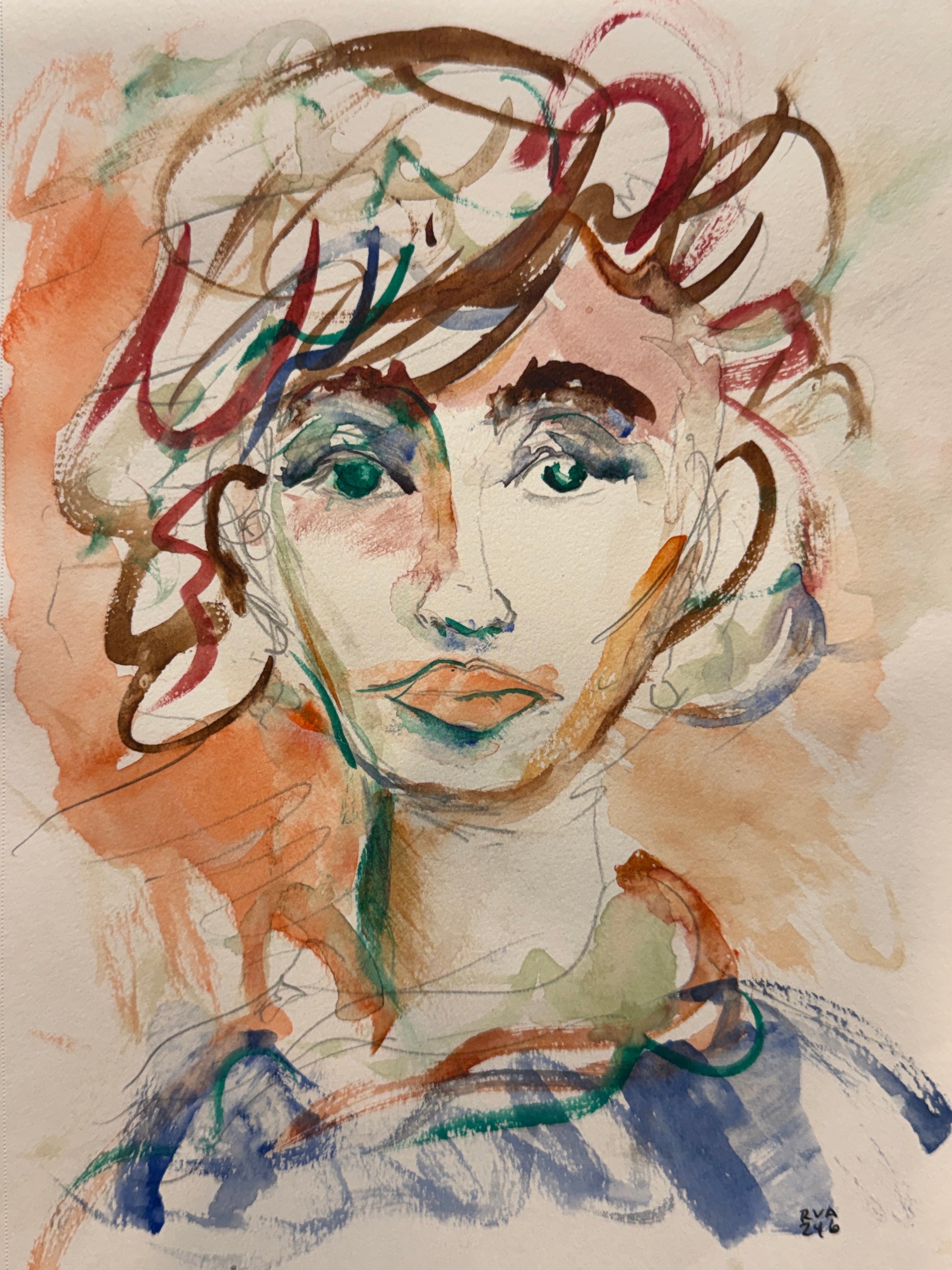 Dinner Guest 230922 original watercolor and ink artwork by Bobby Anderson, RVA246