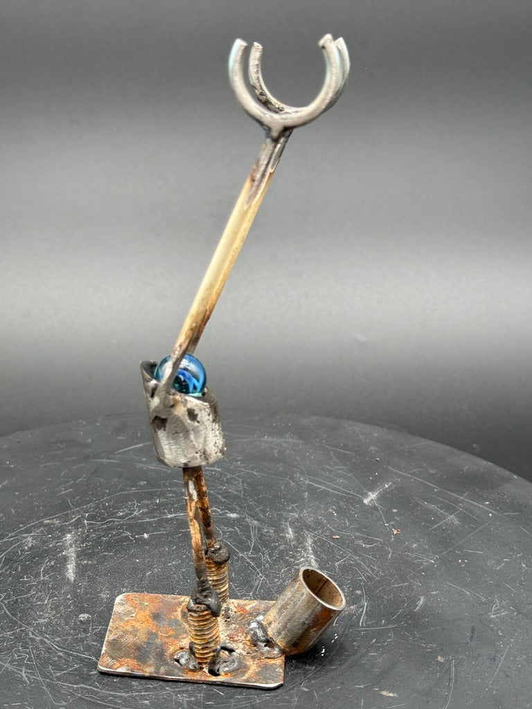 Helper Bot #54 Functional Art Sculpture, Reclaimed Metal Object Holder