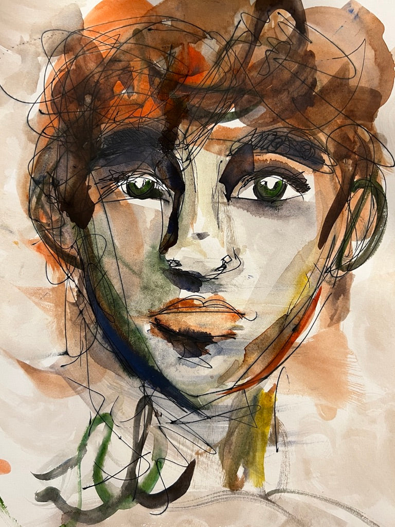 Dinner Guest 231112 original watercolor and ink artwork by Bobby Anderson, RVA246