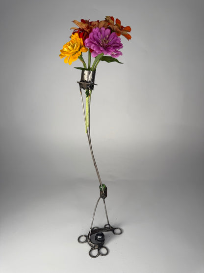 Long Stem reclaimed metal flower sculpture by contemporary artist Bobby Anderson