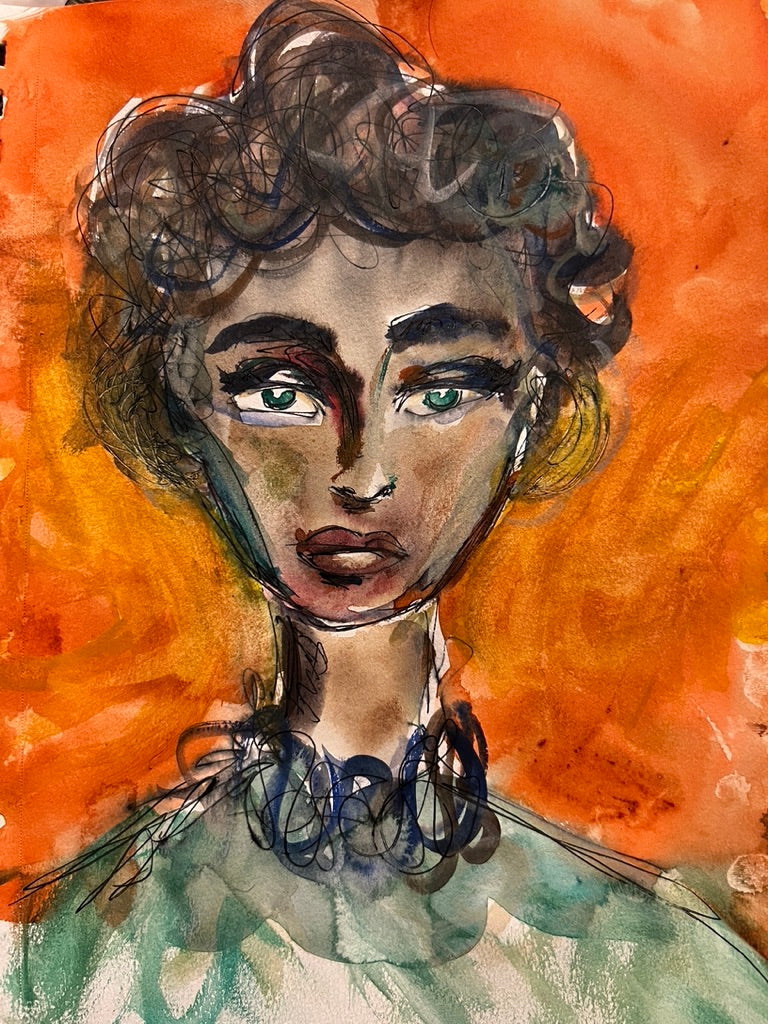 Dinner Guest 231022 original watercolor and ink artwork by Bobby Anderson, RVA246