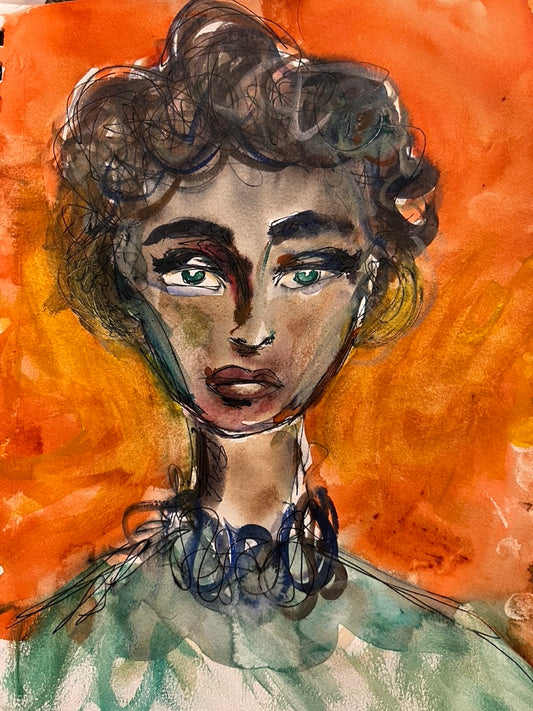 Dinner Guest 231022 original watercolor and ink artwork by Bobby Anderson, RVA246