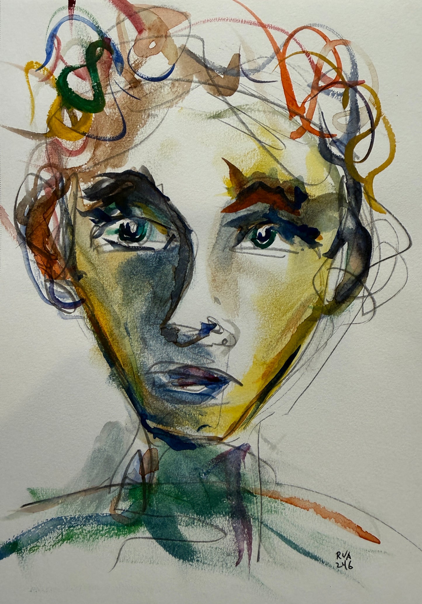 Dinner Guest 230917 original watercolor and ink artwork by Bobby Anderson, RVA246