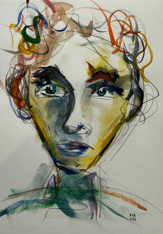 Dinner Guest 230917 original watercolor and ink artwork by Bobby Anderson, RVA246