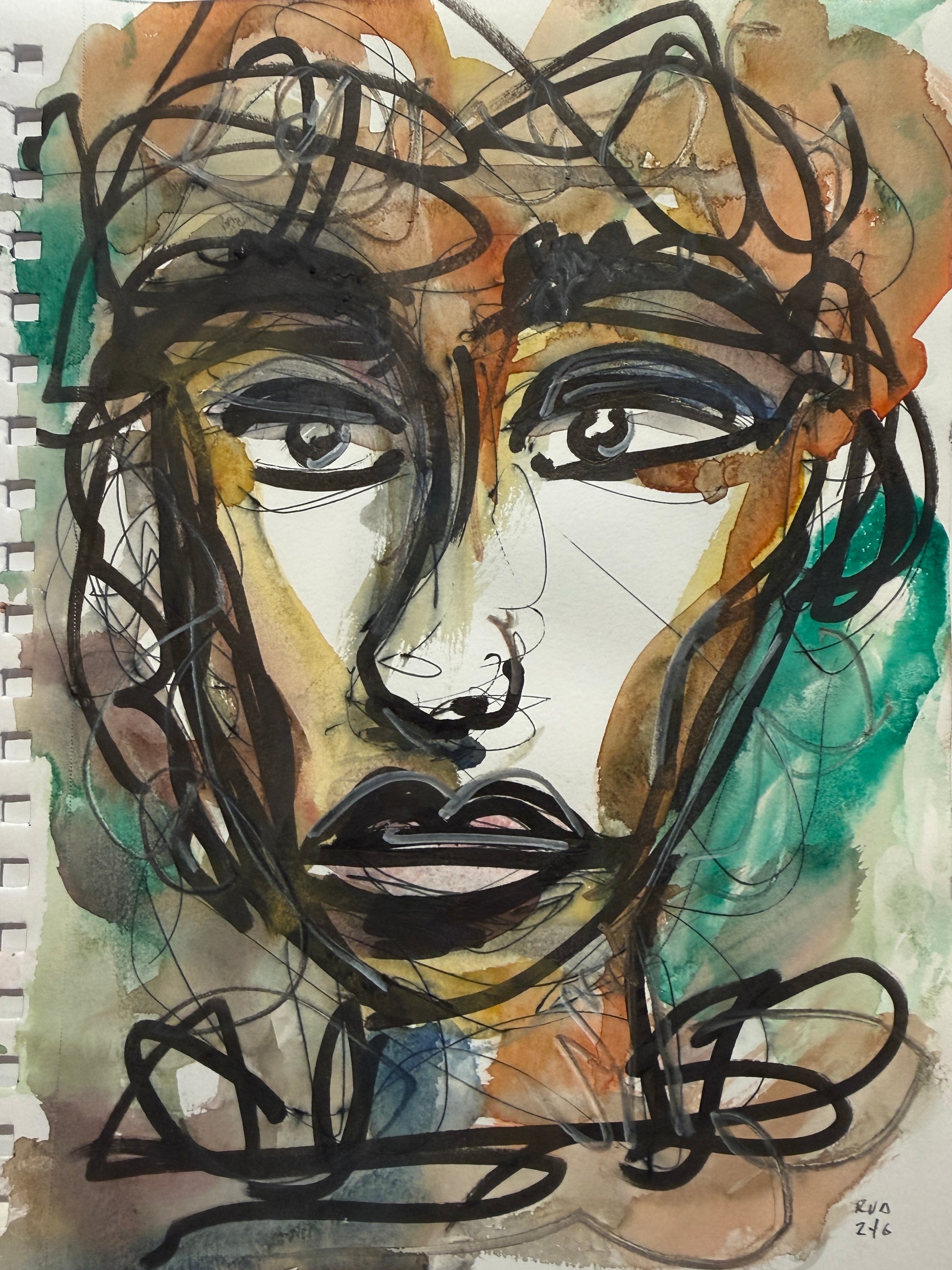 Dinner Guest 230721 original mixed media artwork by Bobby Anderson, RVA246