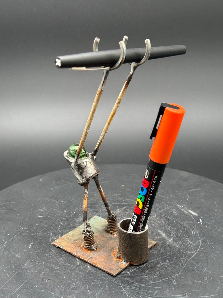 Helper Bot #129 reclaimed metal original art object holder and desk companion by Bobby Anderson, RVA246, art gift idea