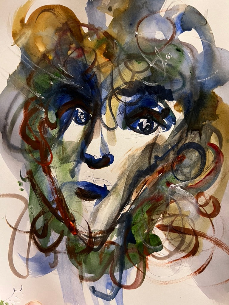 Dinner Guest 231128 original watercolor and ink artwork by Bobby Anderson, RVA246