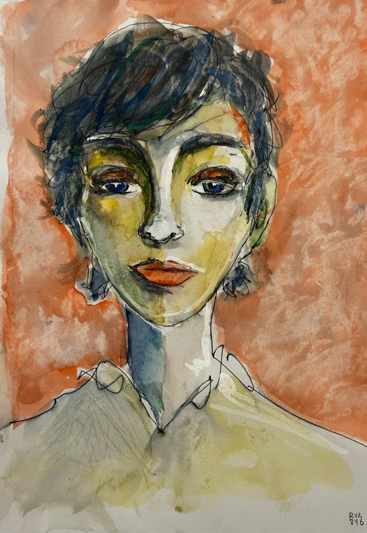 Dinner Guest 231107 original watercolor and ink artwork by Bobby Anderson, RVA246