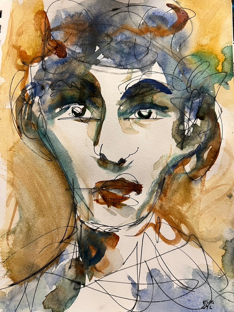 Dinner Guest 231019 original watercolor and ink artwork by Bobby Anderson, RVA246