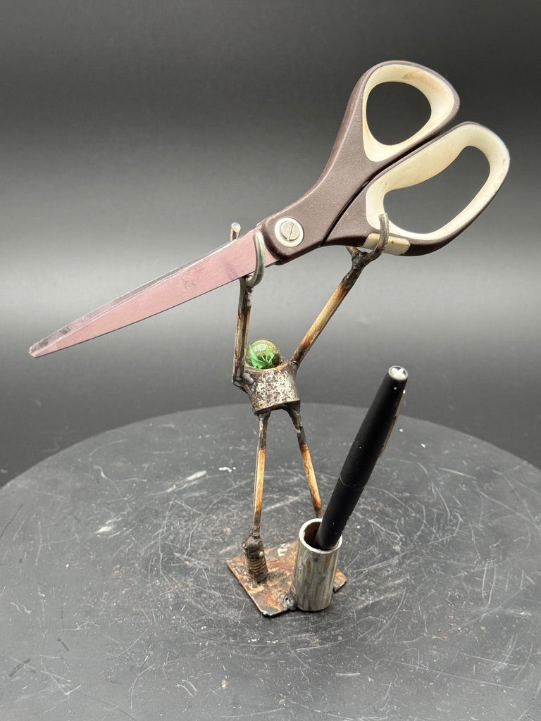 Helper Bot #73 reclaimed metal original art object holder and desk companion by Bobby Anderson, RVA246, real art gift