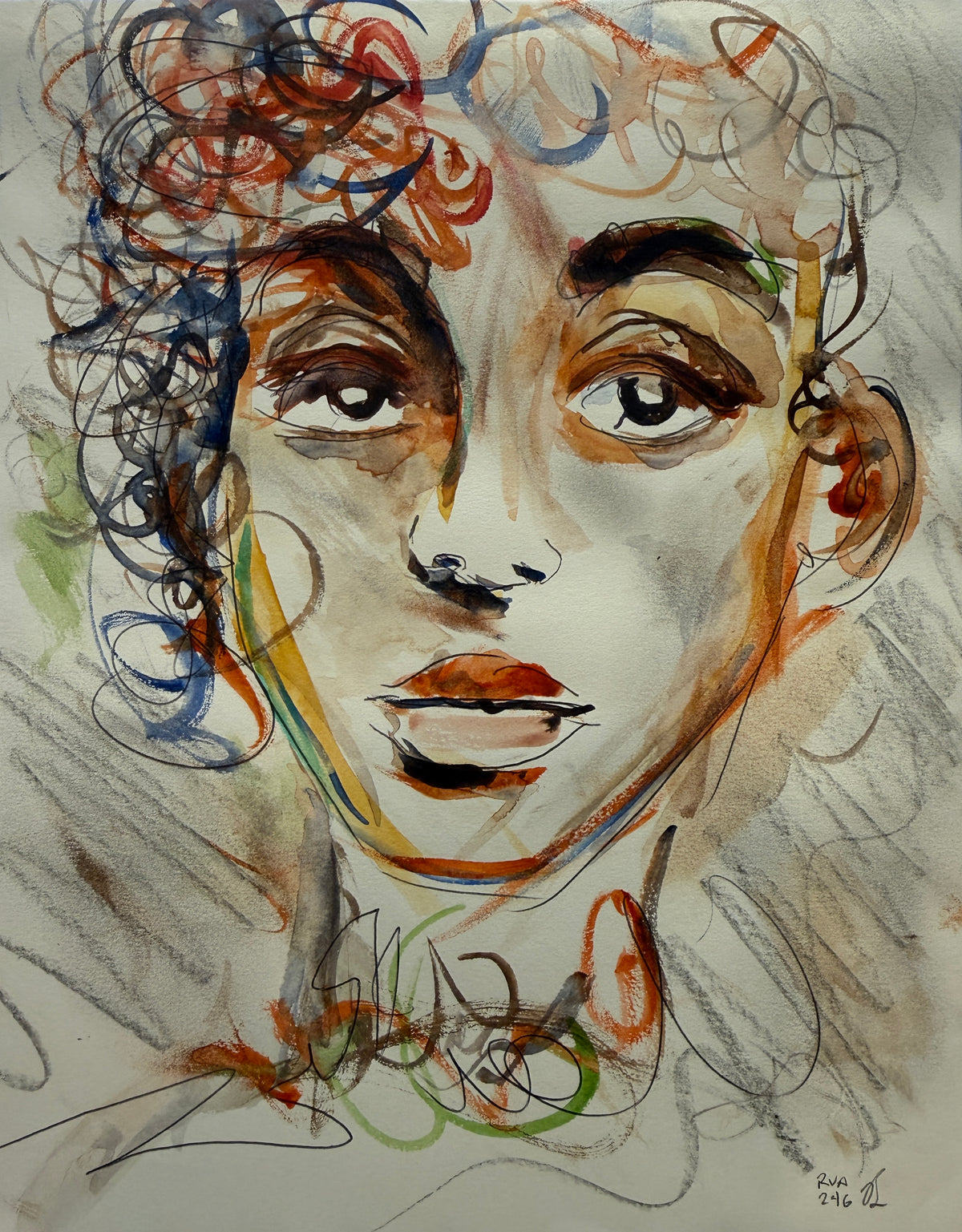 Dinner Guest 230821 original watercolor and ink artwork by Bobby Anderson, RVA246