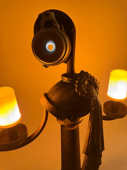 Antique stove top, furnace parts and reclaimed metal details on Goddess Idea by Bobby Anderson