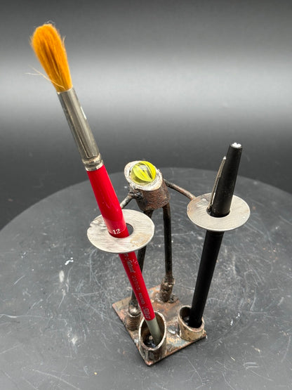 Helper Bot #XX reclaimed metal original art object holder and desk companion by Bobby Anderson, RVA246, art gift ideas