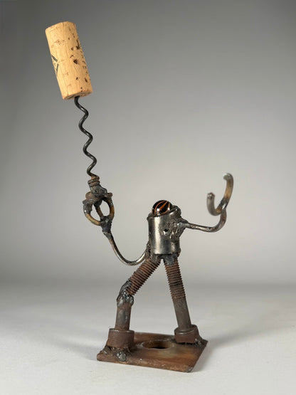 Helper Bot #210 reclaimed metal original art corkscrew and bar companion by Bobby Anderson, RVA246