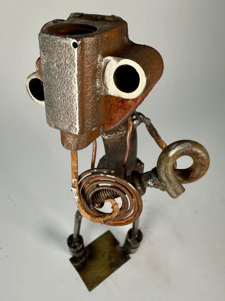 Guitar Slim - Reclaimed metal and found object details on The Memtones music sculpture by Bobby Anderson