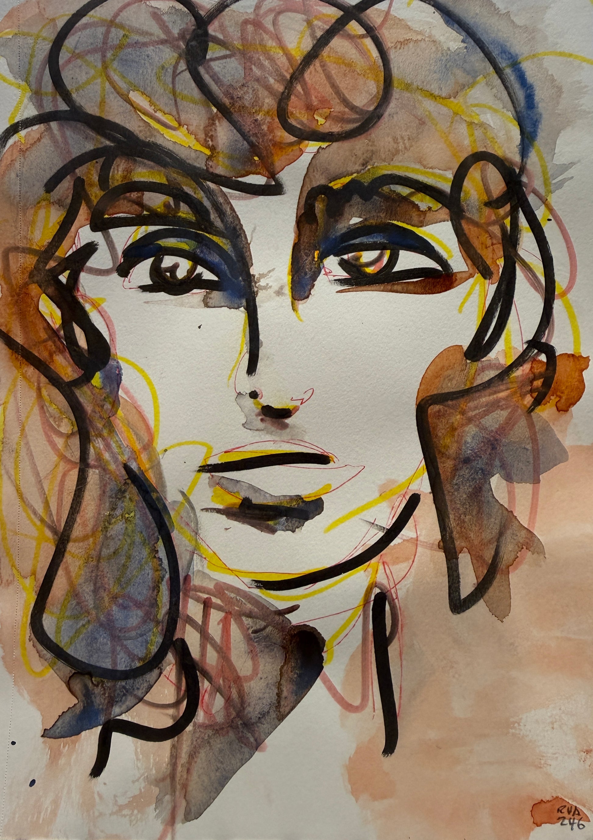 Dinner Guest 231008 original watercolor and ink artwork by Bobby Anderson, RVA246