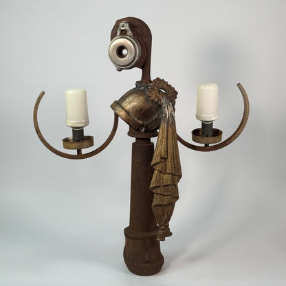Goddess Idea found object sculpture made from antique metal parts by Bobby Anderson