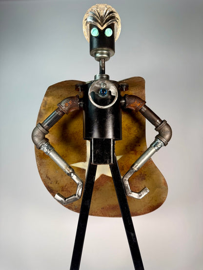 Superion superhero robot lamp and reclaimed metal sculptural lighting by Bobby Anderson, RVA246