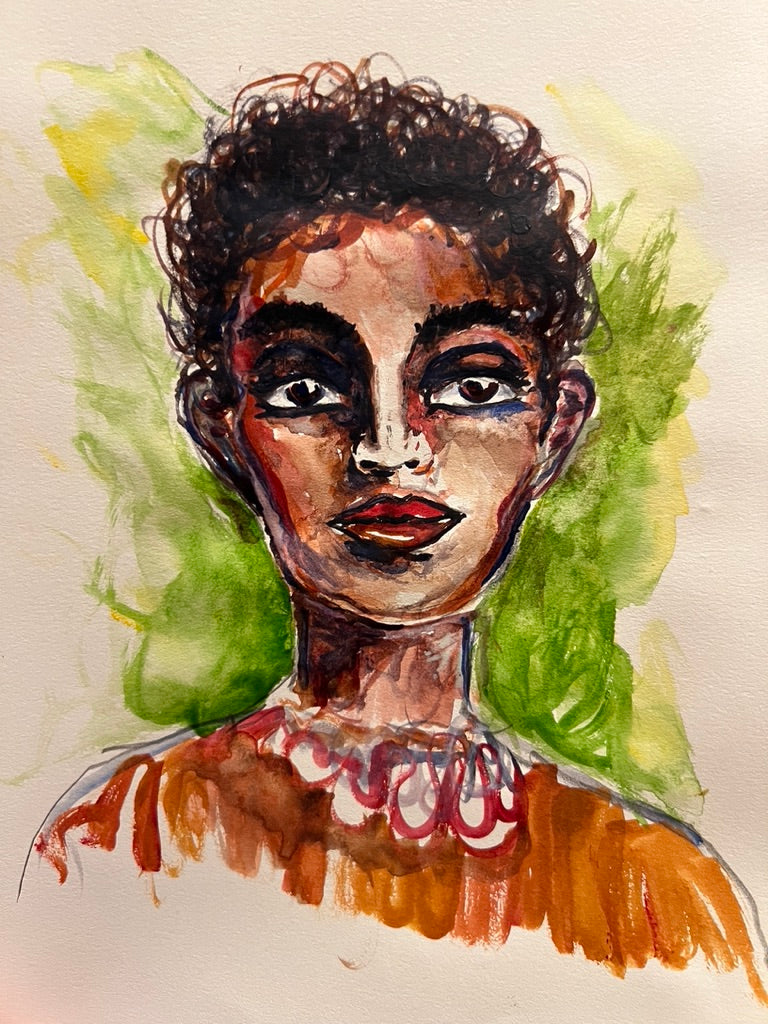 Dinner Guest 230820 original watercolor and ink artwork by Bobby Anderson, RVA246