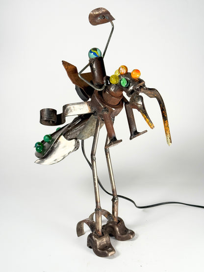 Howdy’s Hopper original sculptural lighting by Bobby Anderson with alien bug lamp, removable rider, glowing marbles, and adjustable tail light