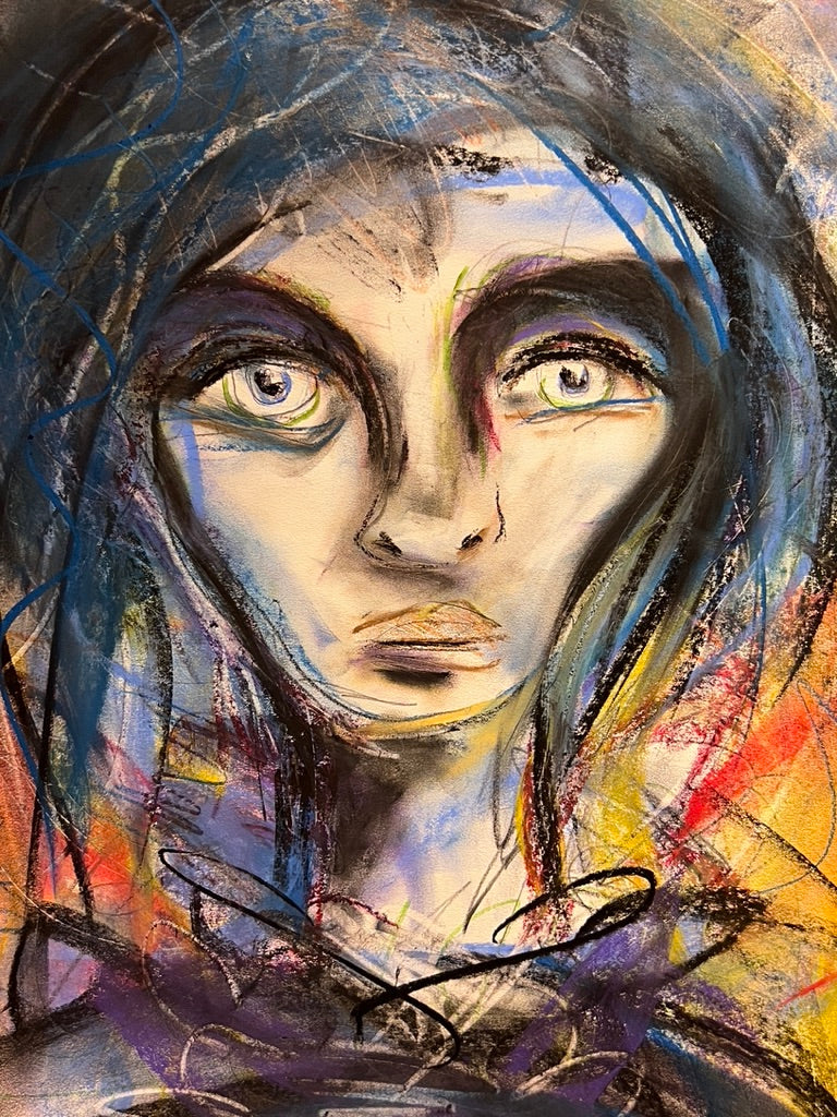 Pastel charcoal and colored pencil marks in Unacknowledged by Bobby Anderson