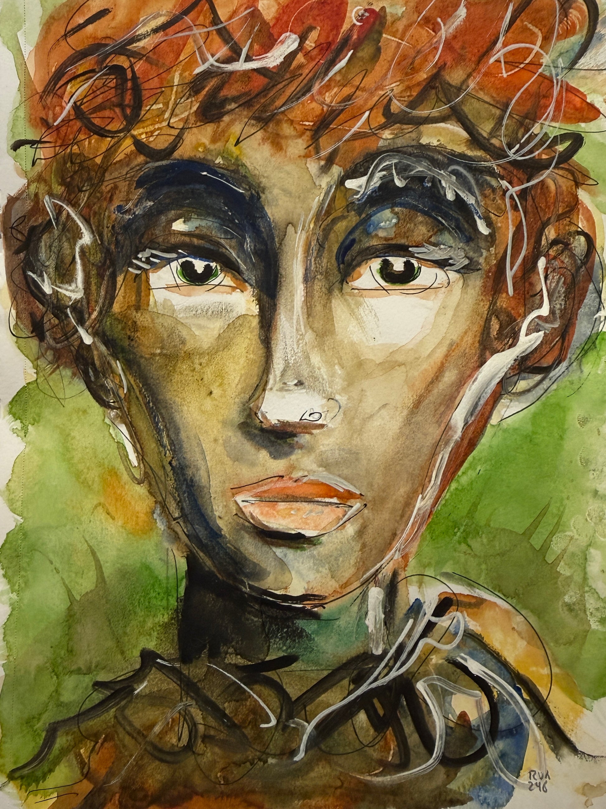 Dinner Guest 231026 original watercolor and ink artwork by Bobby Anderson, RVA246