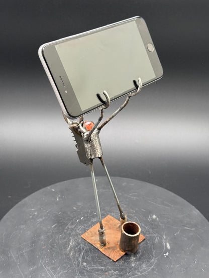 Helper Bot #159 reclaimed metal original art object holder and desk companion by Bobby Anderson, RVA246