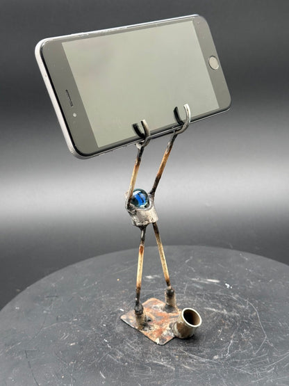 Helper Bot #49 reclaimed metal original art object holder and desk accessory by Bobby Anderson, RVA246