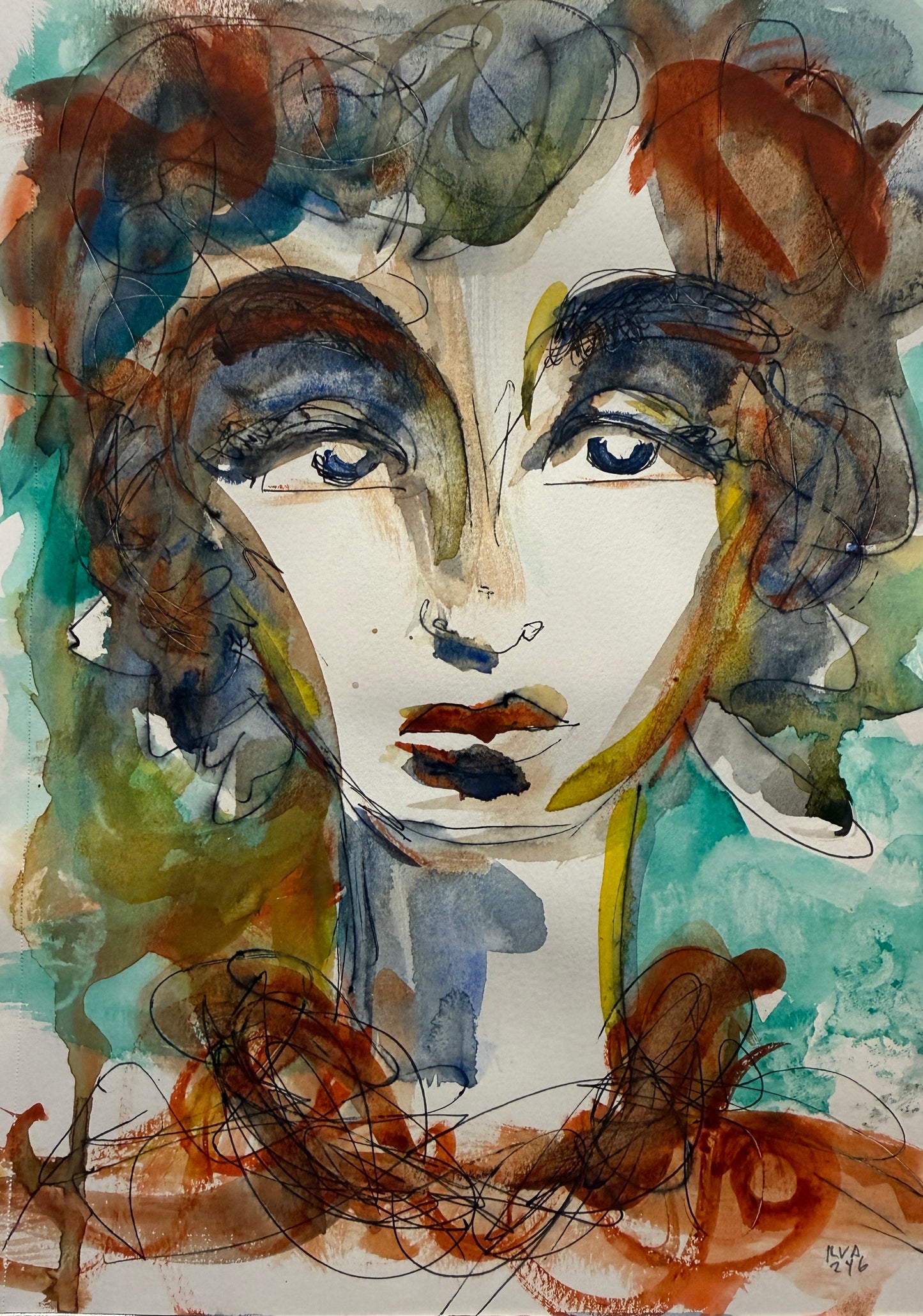 Dinner Guest 231021 original watercolor and ink artwork by Bobby Anderson, RVA246