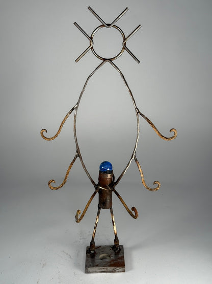 Winter Sparkle functional reclaimed metal jewelry holder sculpture by contemporary artist Bobby Anderson