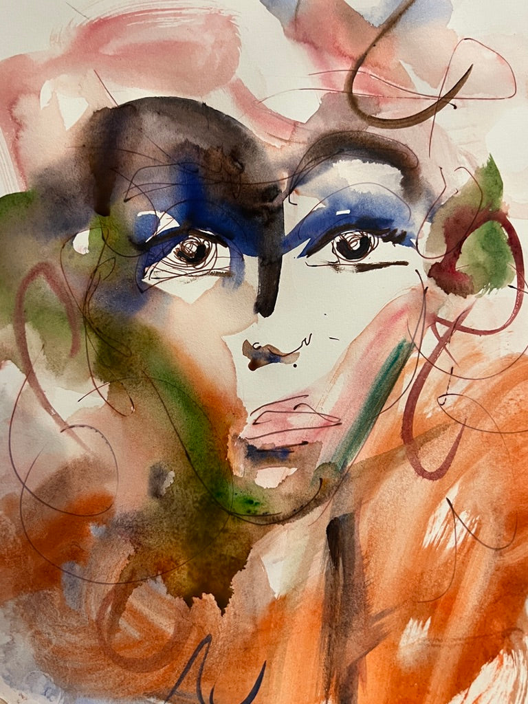 Dinner Guest 231125 original watercolor and ink artwork by Bobby Anderson, RVA246