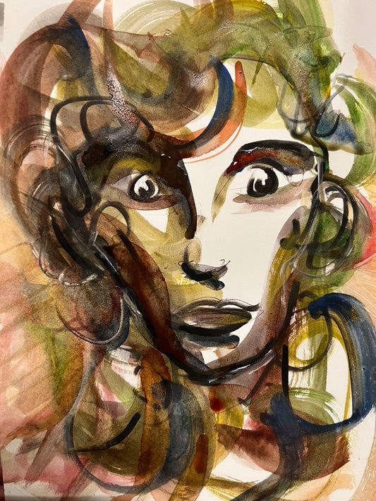 Dinner Guest 231201 original watercolor and ink artwork by Bobby Anderson, RVA246