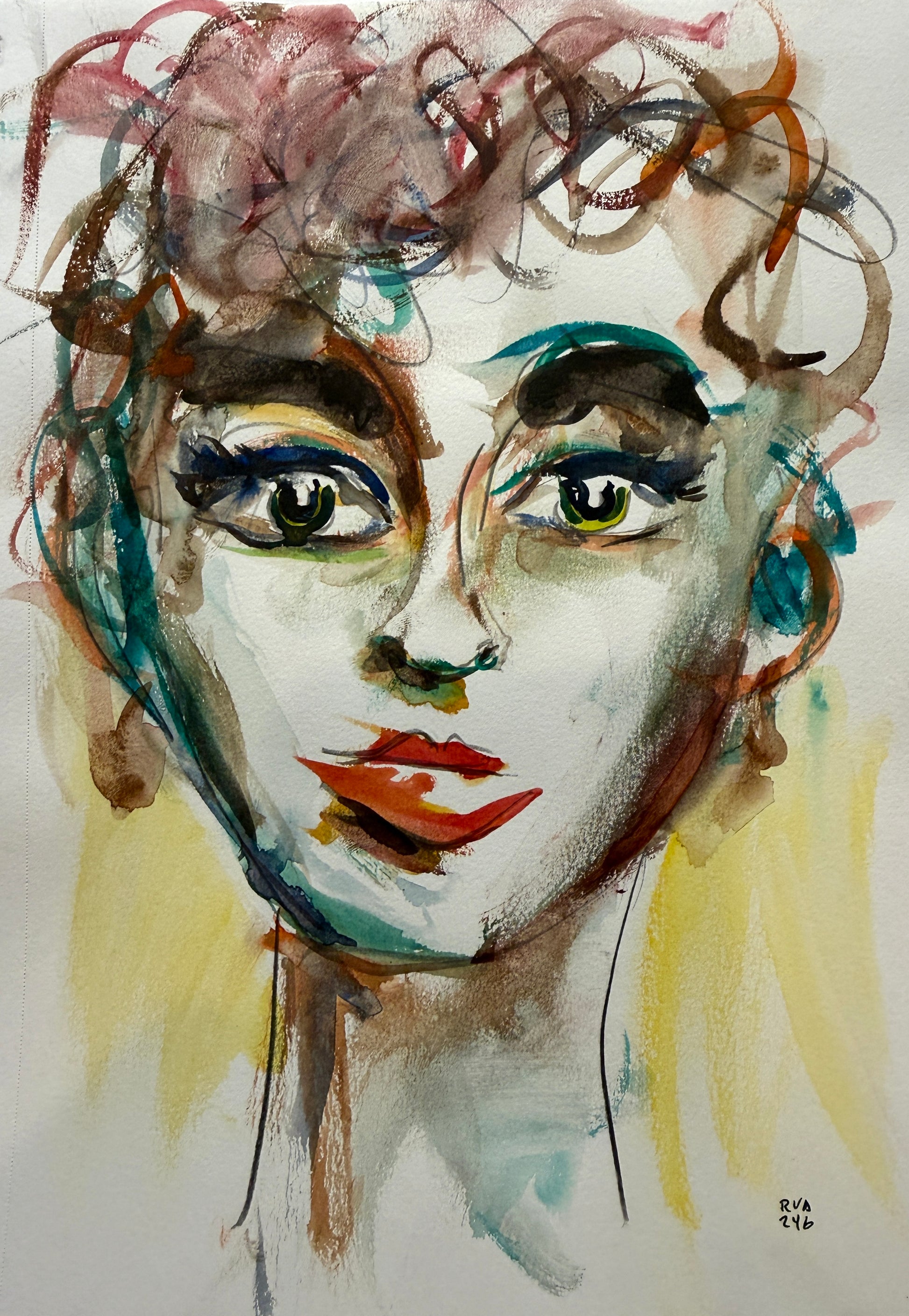 Dinner Guest 230916 original watercolor and ink artwork by Bobby Anderson, RVA246