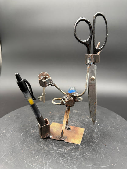 Helper Bot #223 reclaimed metal original art object holder and desk companion by Bobby Anderson, RVA246, desk accessory