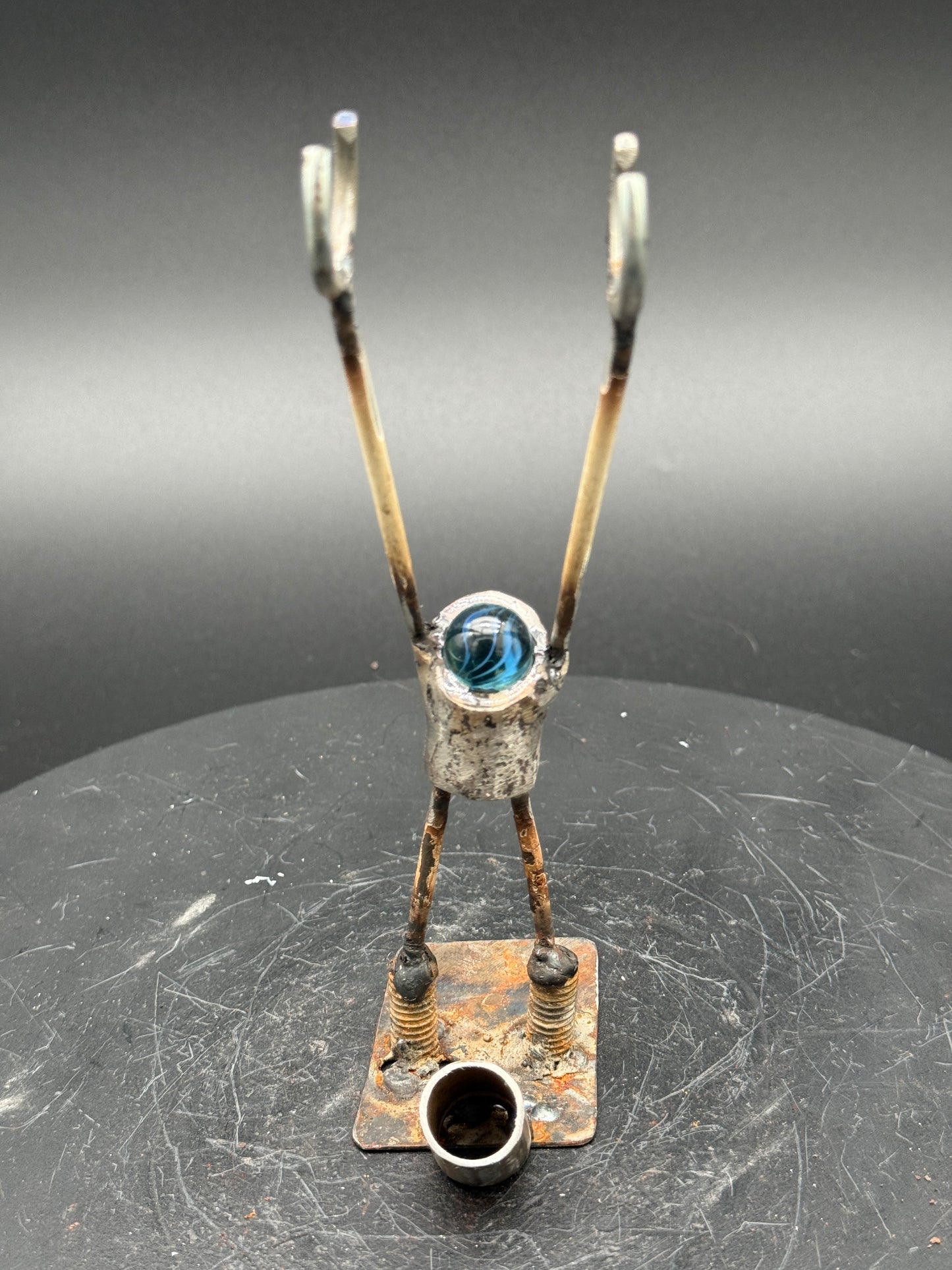 Helper Bot #54 Functional Art Sculpture, Reclaimed Metal Object Holder