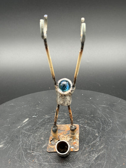 Helper Bot #54 Functional Art Sculpture, Reclaimed Metal Object Holder