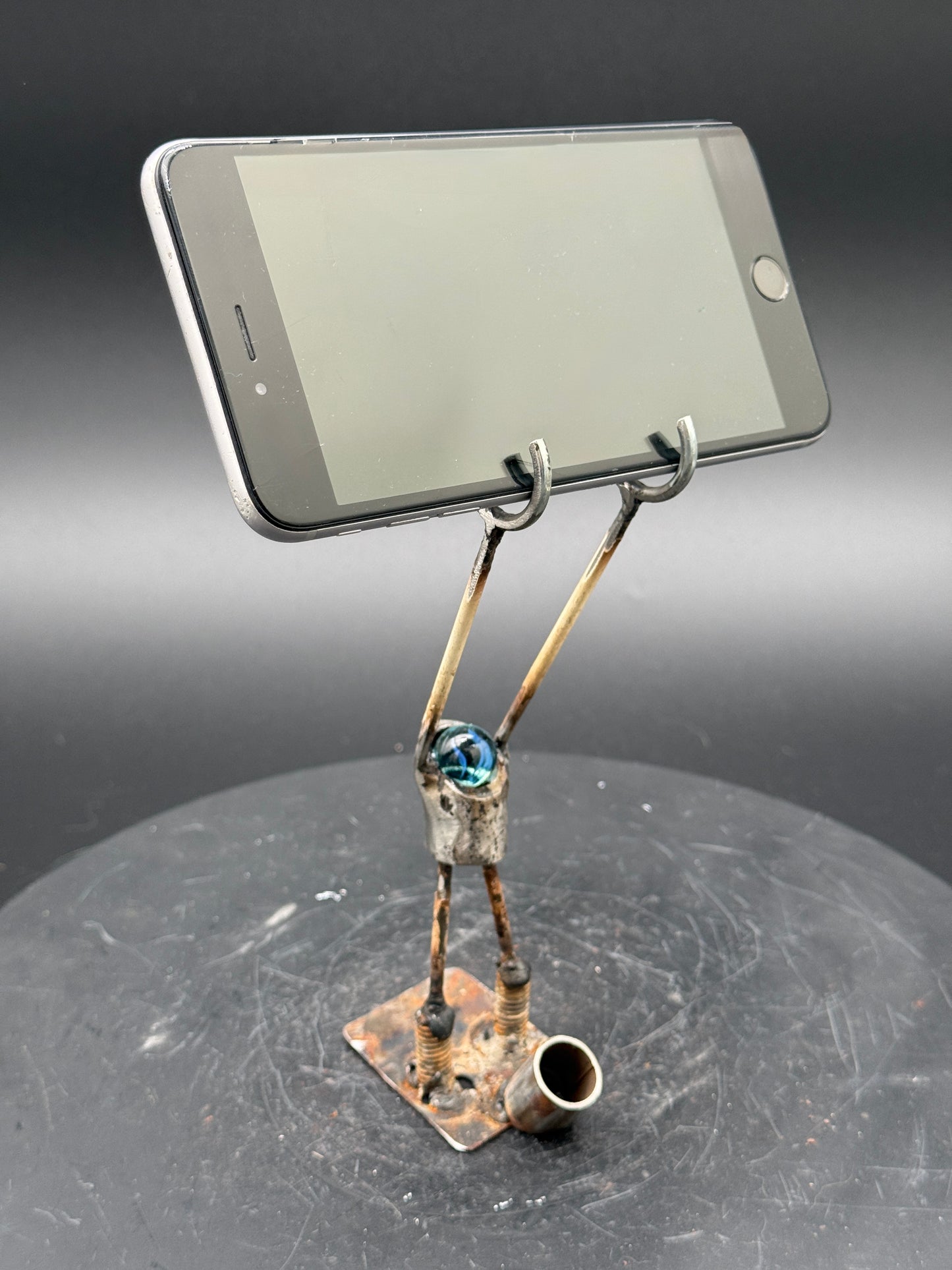 Helper Bot #54 Functional Art Sculpture, Reclaimed Metal Object Holder